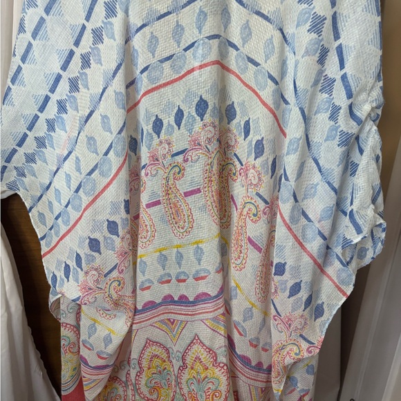 Lightweight Paisley Kimono Cardigan - Pink, Blue, White - Picture 6 of 7